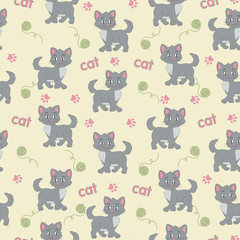 Funny cat children's pattern with cat tracks