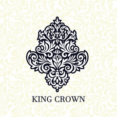 Damask wallpaper.  vector background. Black and white texture. Floral ornament