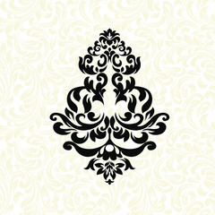 Damask wallpaper.  vector background. Black and white texture. Floral ornament