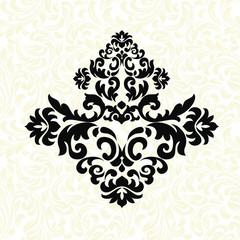 Damask wallpaper.  vector background. Black and white texture. Floral ornament