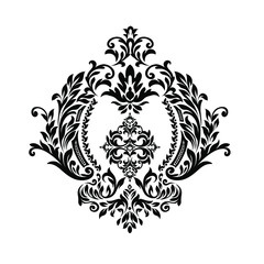 Damask wallpaper.  vector background. Black and white texture. Floral ornament