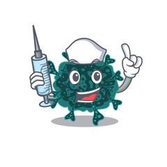 A nice nurse of herdecovirus mascot design concept with a syringe