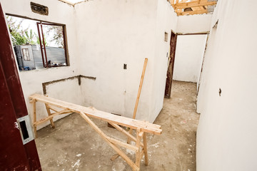 Interior rooms while building and painting a small low cost house in Soweto