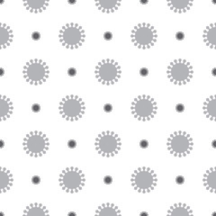 Gray Coronavirus shapes seamless pattern on white background. Virus cells vector pattern background illustration.