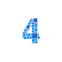 Vector Logo Number Blue Blocks Cubes 4