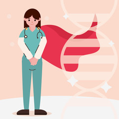 doctor hero, female physician with stethoscope and cape