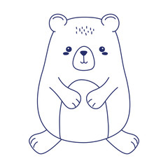cute little teddy bear animal cartoon isolated icon design line style