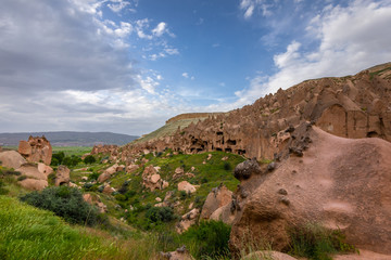 Fototapeta premium The abandoned rock carved village of Zelve, Zelve open air museum, Cappadocia, Turkey