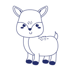 cute little deer animal cartoon isolated icon design line style