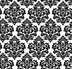 Damask wallpaper.  vector background. Black and white texture. Floral ornament