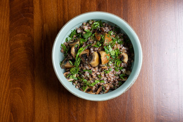 Buckwheat porridge with mushrooms.