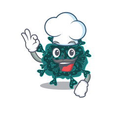Herdecovirus chef cartoon design style wearing white hat