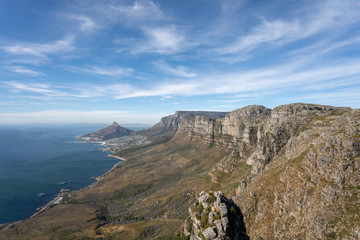 Fototapeta na wymiar Top view from judas peak on table mountain panorama view, cape town south africa