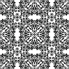 Damask wallpaper.  vector background. Black and white texture. Floral ornament