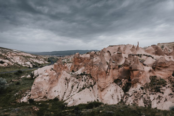 Typical Cappadocian landscape, close to Goreme. Nevsehir, Anatolia, Turkey