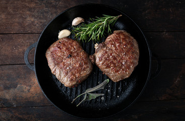 Grilled beef steak with spices