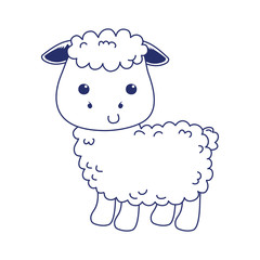cute little sheep animal cartoon isolated icon design line style