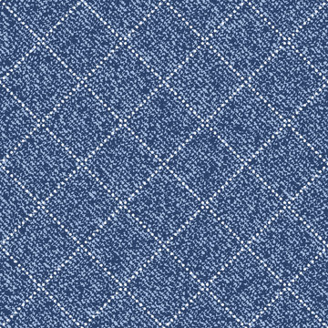 Grid faded denim texture Vector background. Checkered frayed Jeans fabric seamless pattern