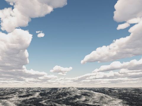 Offenes Meer mit Wolken