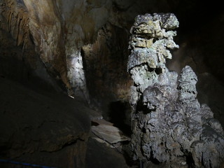 A strange stone in a limestone cave.