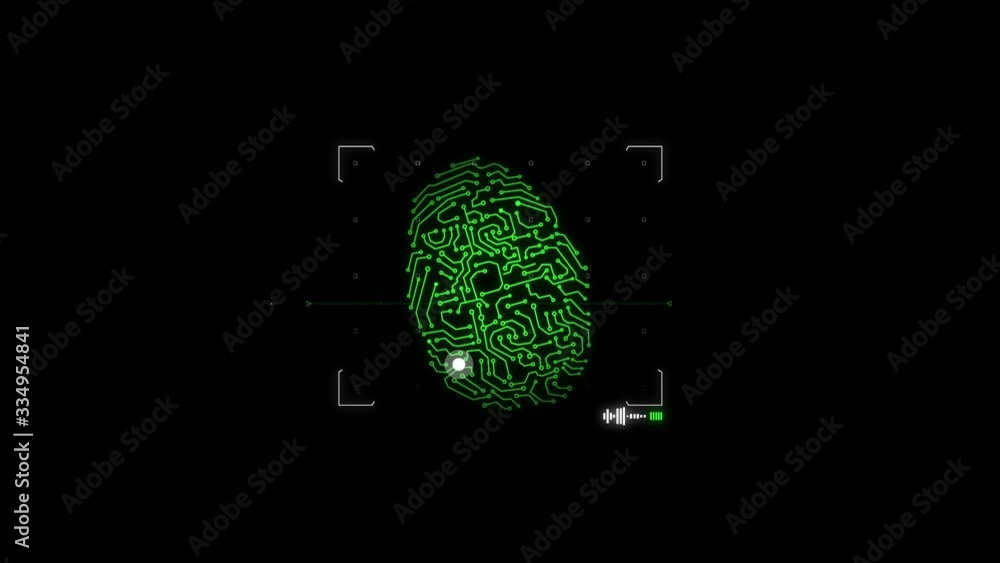 Poster motion graphic of digital fingerprint scan matching process
