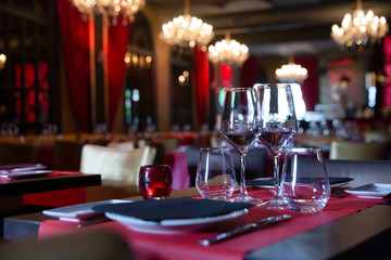 Restaurant with served tables