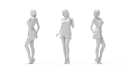 Fototapeta na wymiar 3D rendering of a sexy seductive woman posing standing multiple views