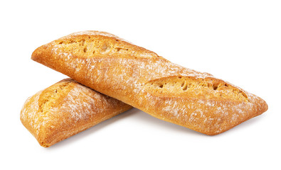 fresh baked bread on white background