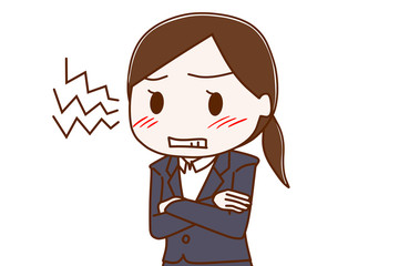 イライラするスーツ姿の女性