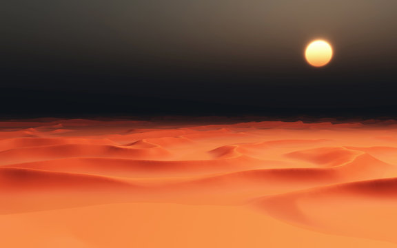 Sandwüste mit Dünen in der Dunkelheit