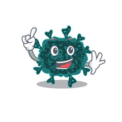 Herdecovirus mascot character design with one finger gesture