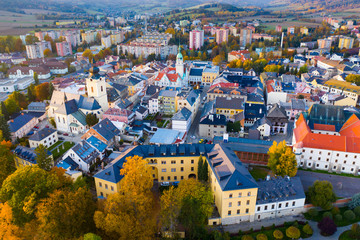 Aerial view of Czech town of Sumperk