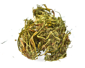 Dried hemp (cannabis) isolated on white background
