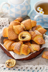 Sweet crescent rolls stuffed with chocolate