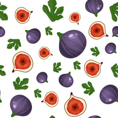 Fig fruit seamless pattern. Fig vector background illustration