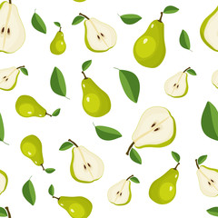 Pear fruit seamless pattern. Pear vector background illustration