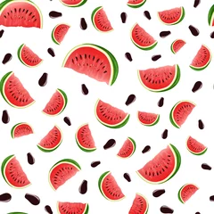 Behang Watermeloen Watermeloen naadloos patroon. Watermeloen vector achtergrond afbeelding
