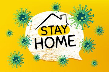 Stay home grunge bubble. Coronavirus COVID-19 background. Corona virus outbreak. 2019-ncov pandemic. Stop coronavirus disease. Stay at home from corona virus. Quarantine, self-isolation. Vector