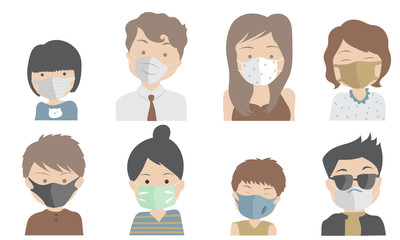 People with different kind of masks