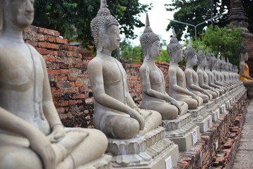 Buddha statues at Wat Yai Chai Mongkhon temple in Ayutthaya, Thailand