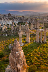 Typical Cappadocian landscape, close to Goreme. Nevsehir, Anatolia, Turkey