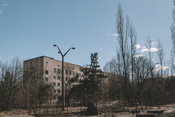 Abandoned building in the exclusion zone. Chernobyl. Pripyat. Ukraine.