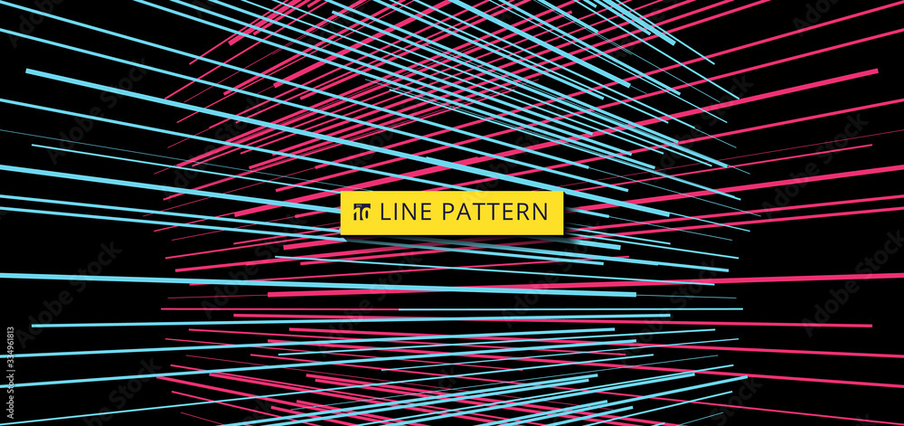 Poster abstract blue and pink horizontal speed lines pattern perspective on black background