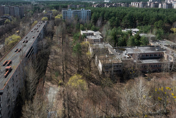 Destroyed district in the exclusion zone. Chernobyl Pripyat. Ukraine.