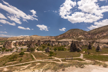 Typical Cappadocian landscape, close to Goreme. Nevsehir, Anatolia, Turkey