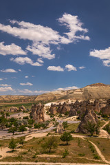 Typical Cappadocian landscape, close to Goreme. Nevsehir, Anatolia, Turkey