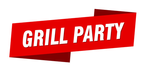 grill party banner template. grill party ribbon label sign