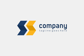 Geometric Origami Arrows Initial Letter SS Logo. Usable for Business, Real Estate, Architecture and Building Logos. Flat Vector Logo Design Template Element.