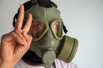 man Wearing Scrubs and Protective Mask and Goggles Banner.