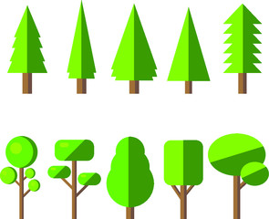 Fototapeta premium Green Flat Tree Icon Design For Website, Presentation and application